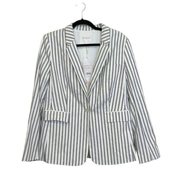 Avec Les Filles Womens Small Striped Blazer Jacket Nautical Office NWT - Picture 1 of 4
